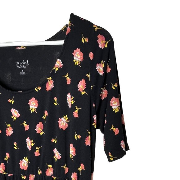 Ingrid & Isabel Maternity Black Floral Maxi Dress Small - Picture 4 of 11